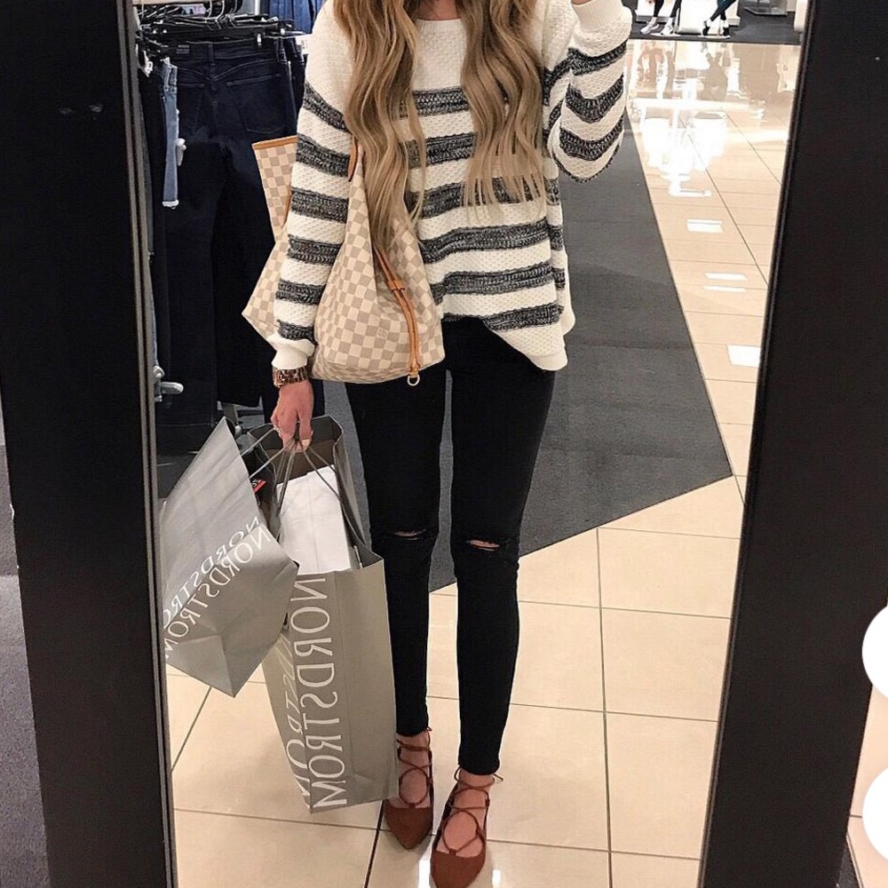 Caslon Black and White Striped Sweater
